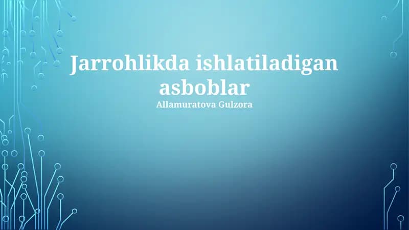 Jarrohlik Asboblarining Sterillash va Tozalash