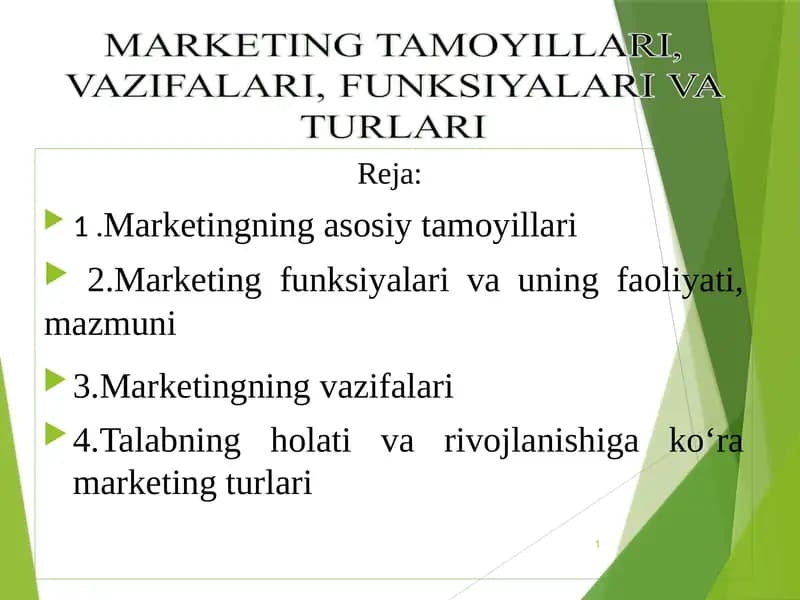 Marketingning asosiy tamoyillari