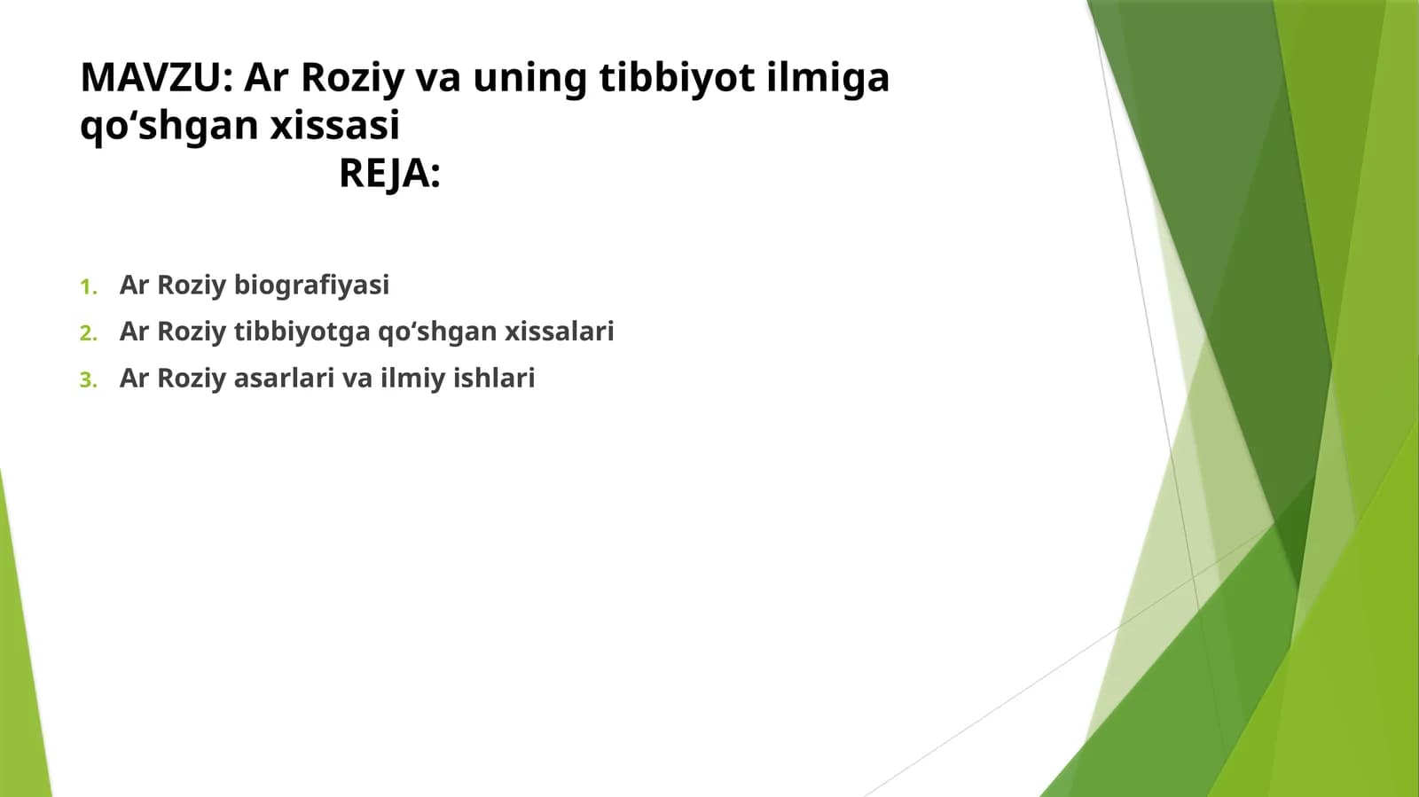 ArRoziy va uning tibbiyot ilmiga qoʻshgan xissasi