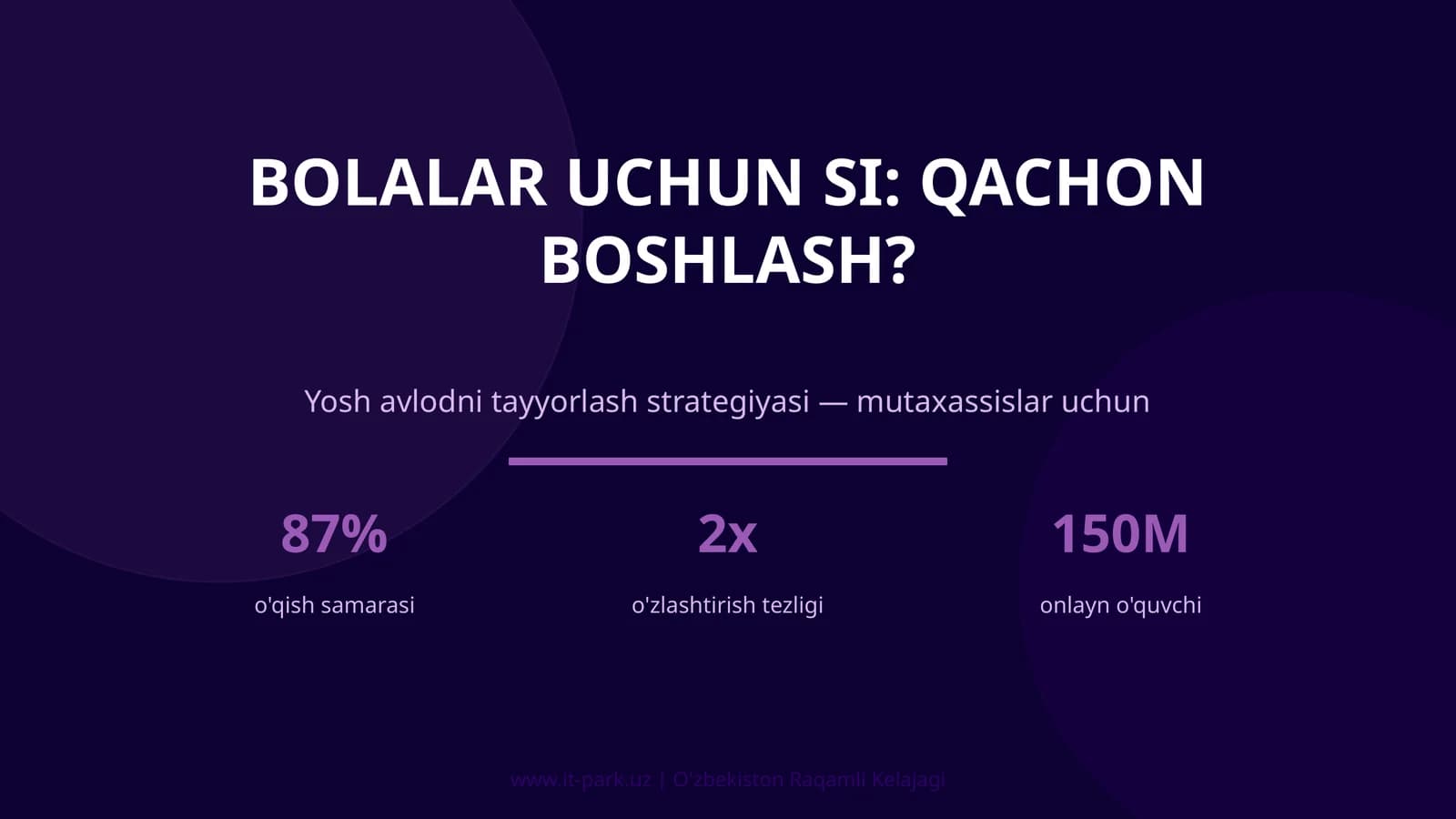 Bolalar uchun SI: QACHON BOSHLASH?