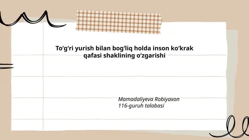 Toʻgʻri yurish bilan bogʻliq holda inson koʻkrak qafasi shaklining oʻzgarishi