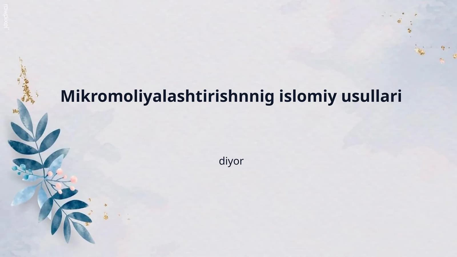 Mikromoliyalashtirishnnig islomiy usullari