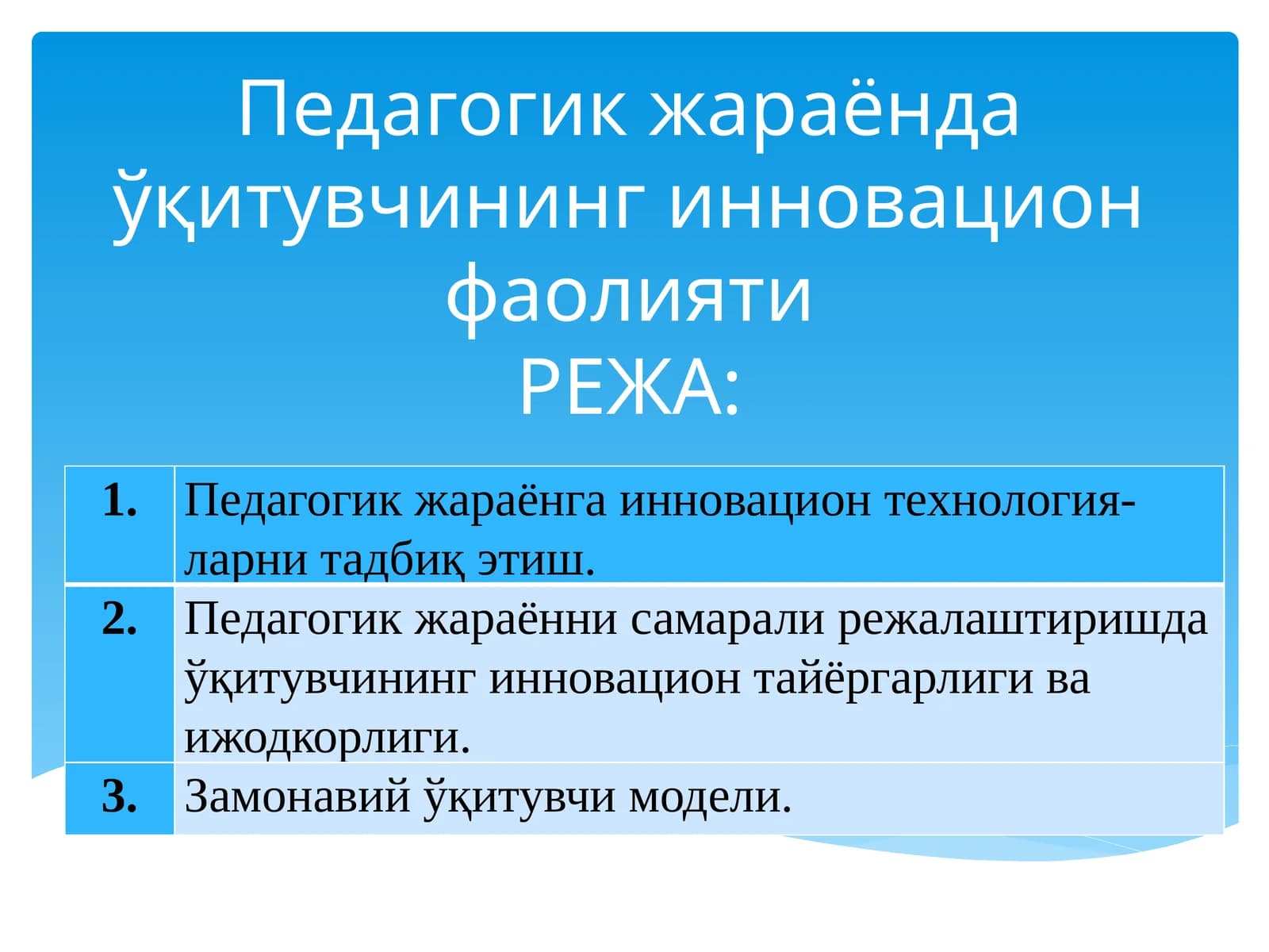 Педагогик жараёнда ўқитувчининг инновацион фаолияти