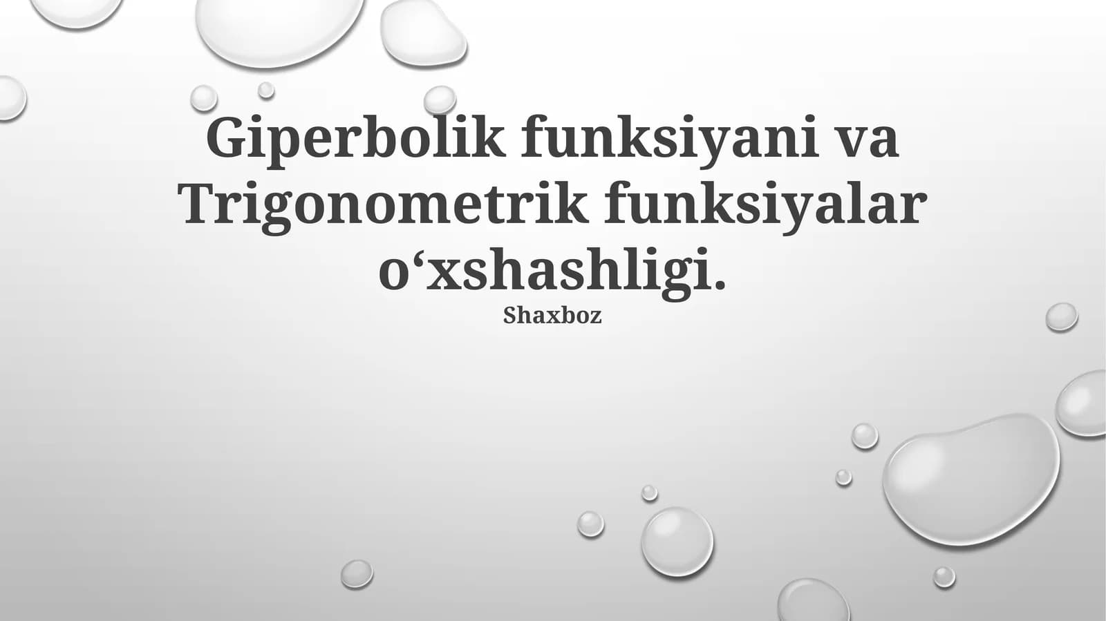 Giperbolik funksiyani va Trigonometrik funksiyalar oʻxshashligi
