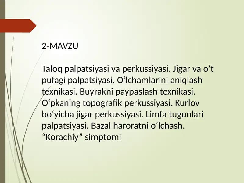 Taloq palpatsiyasi va perkussiyasi