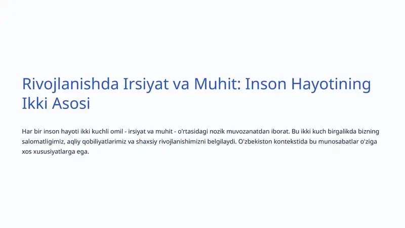 Irsiyat va Muhit: Asosiy Ta'riflar