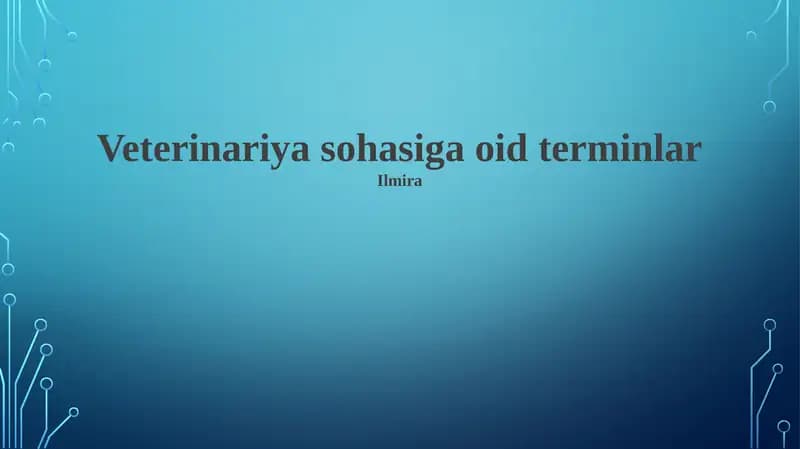 Veterinariya sohasiga oid terminlar
