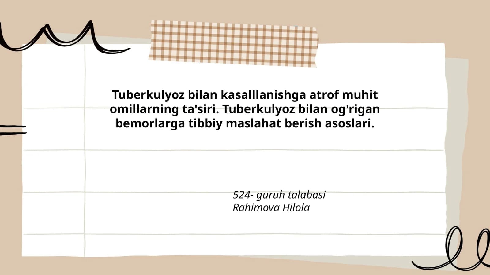 Tuberkulyoz bilan kasalllanishga atrof muhit omillarning ta'siri