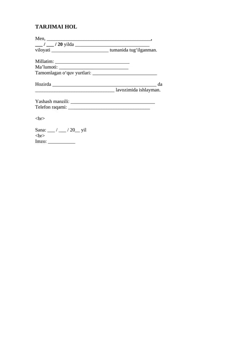 TARJIMAI HOL
