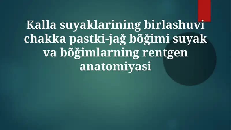 Temporomandibular Bo'g'imning Rentgen Anatomiyasi