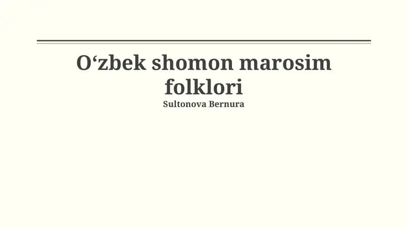 O'zbek shomon marosim folklori