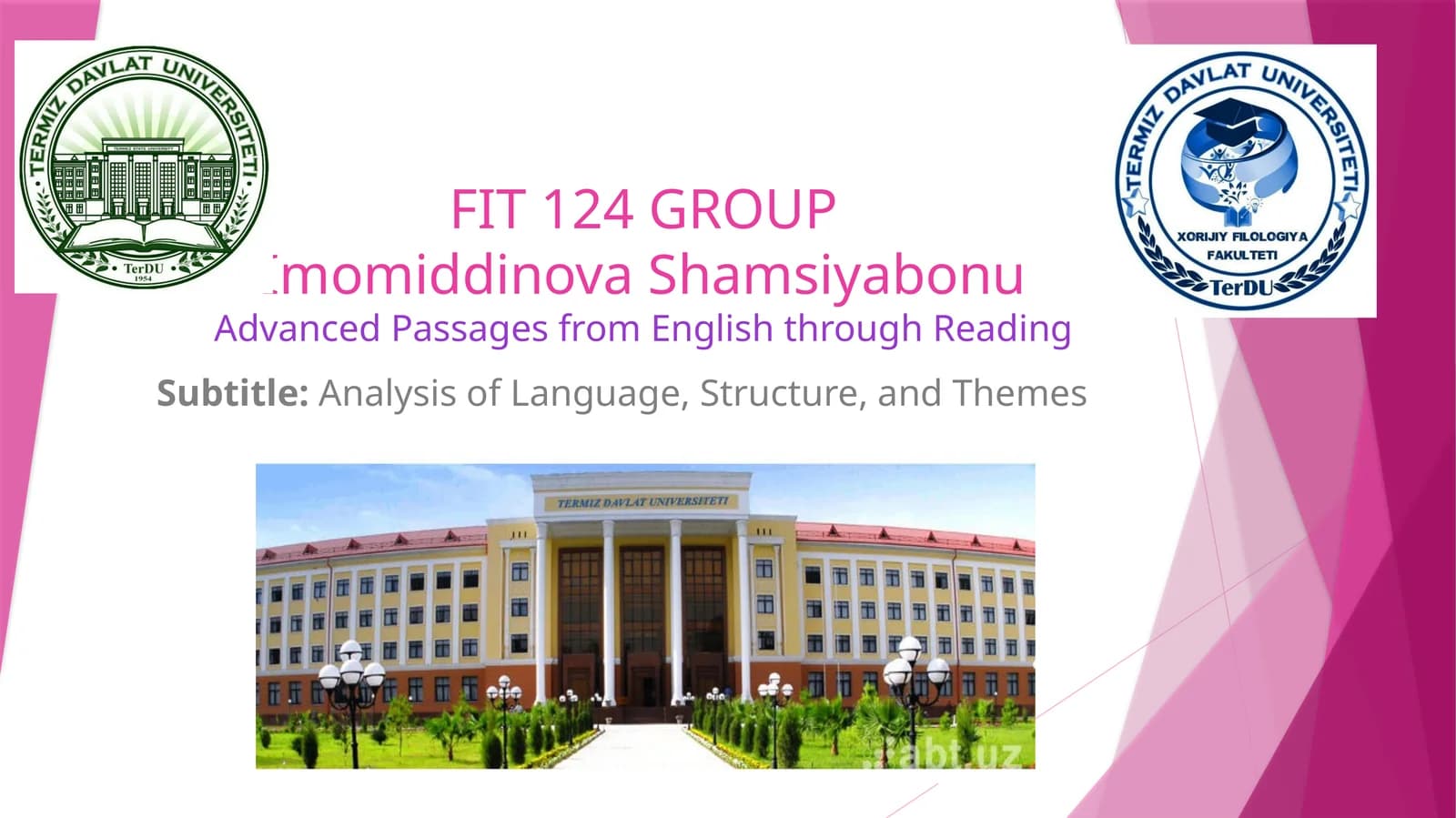 ImomiddinovaShamsiyabonuAdvanced Passages from English through Reading