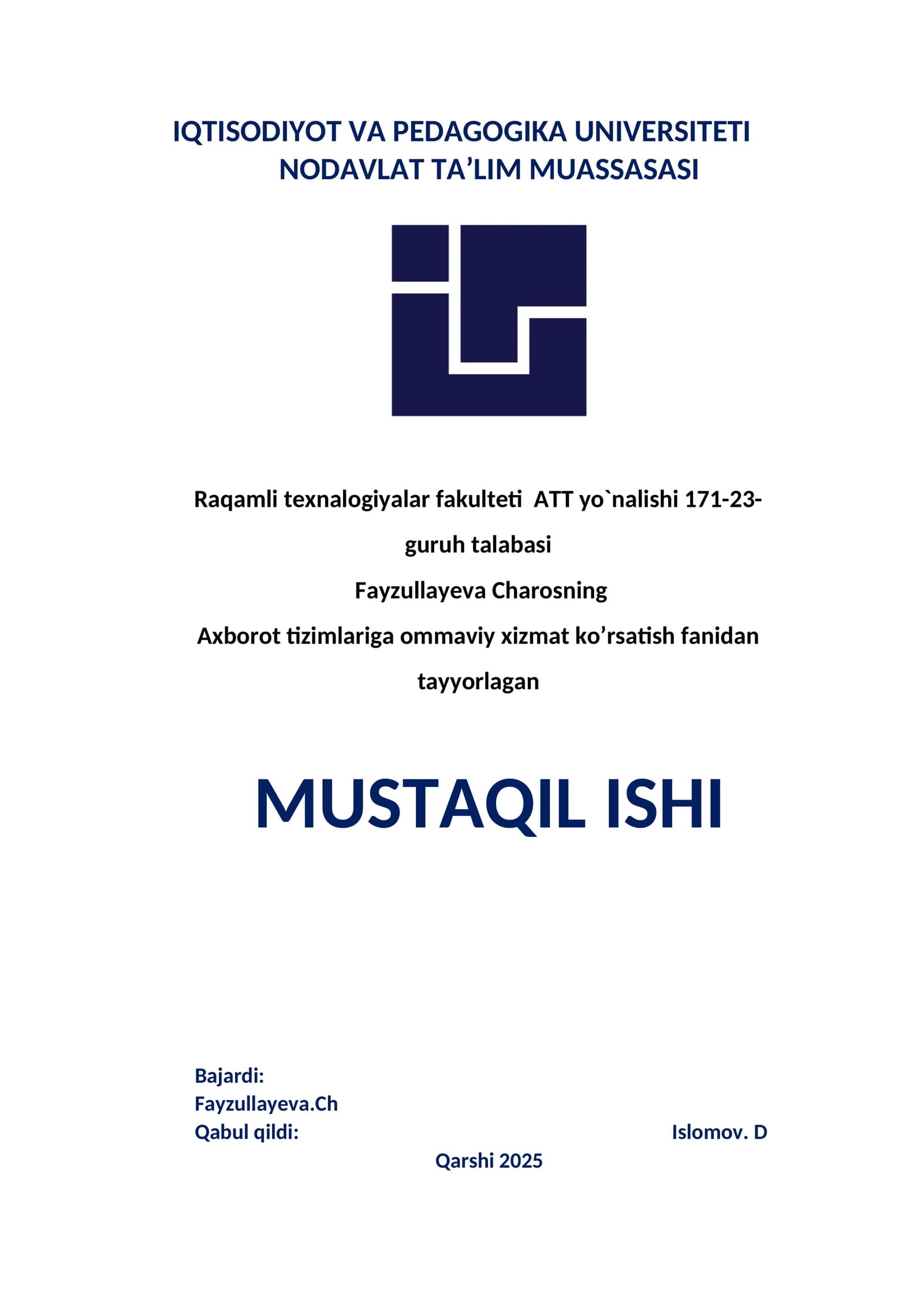 Markov jarayonlari va navbat tizimlarida tatbiqi