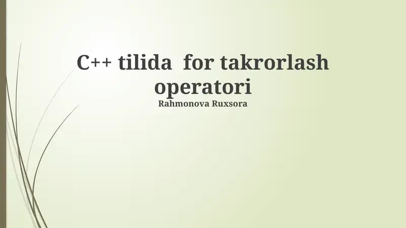 C++ tilida for takrorlash operatori