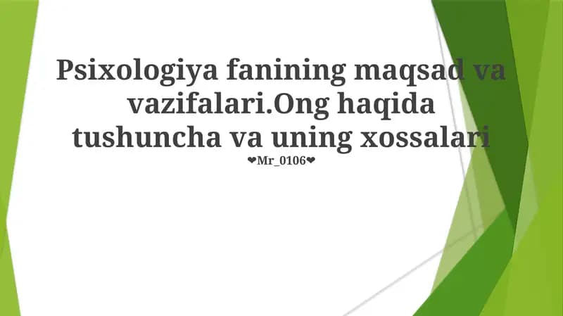 Psixologiya fanining maqsad va vazifalari