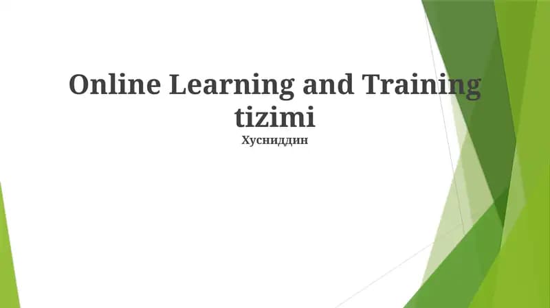Online Learning and Training tizimi