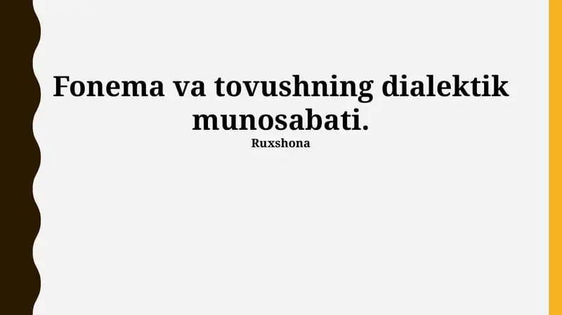 Fonema va tovushning dialektik munosabati
