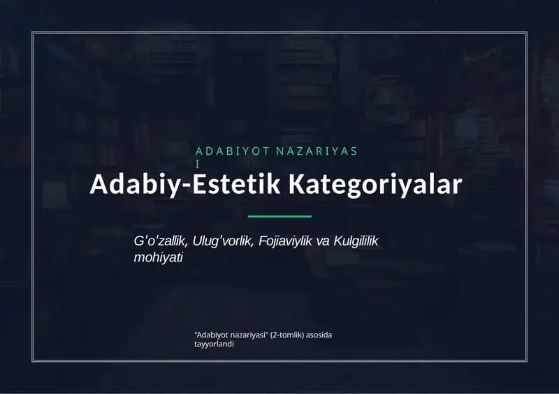 Adabiy estetik kategoriyalar