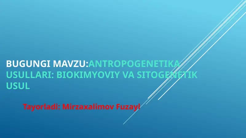 Antropogenetikausullari: Biokimyoviy vasitogenetik usul
