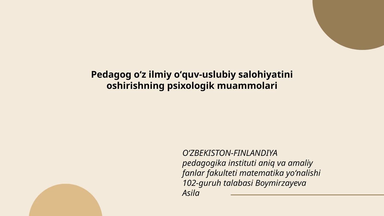Pedagog oʻz ilmiy oʻquv-uslubiy salohiyatini oshirishning psixologik muammolari