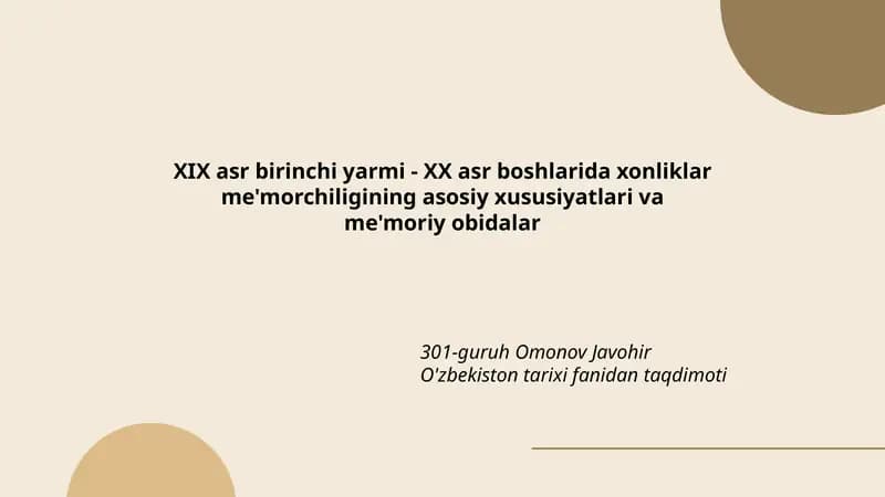 O'zbekiston tarixi fanidan taqdimoti