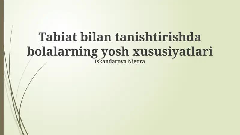 Bolalarda Ekologik Madaniyat