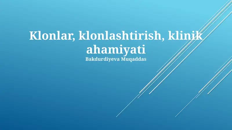 Terapevtik Klonlashning Regenerativ Tibbiyotdagi Ahamiyati