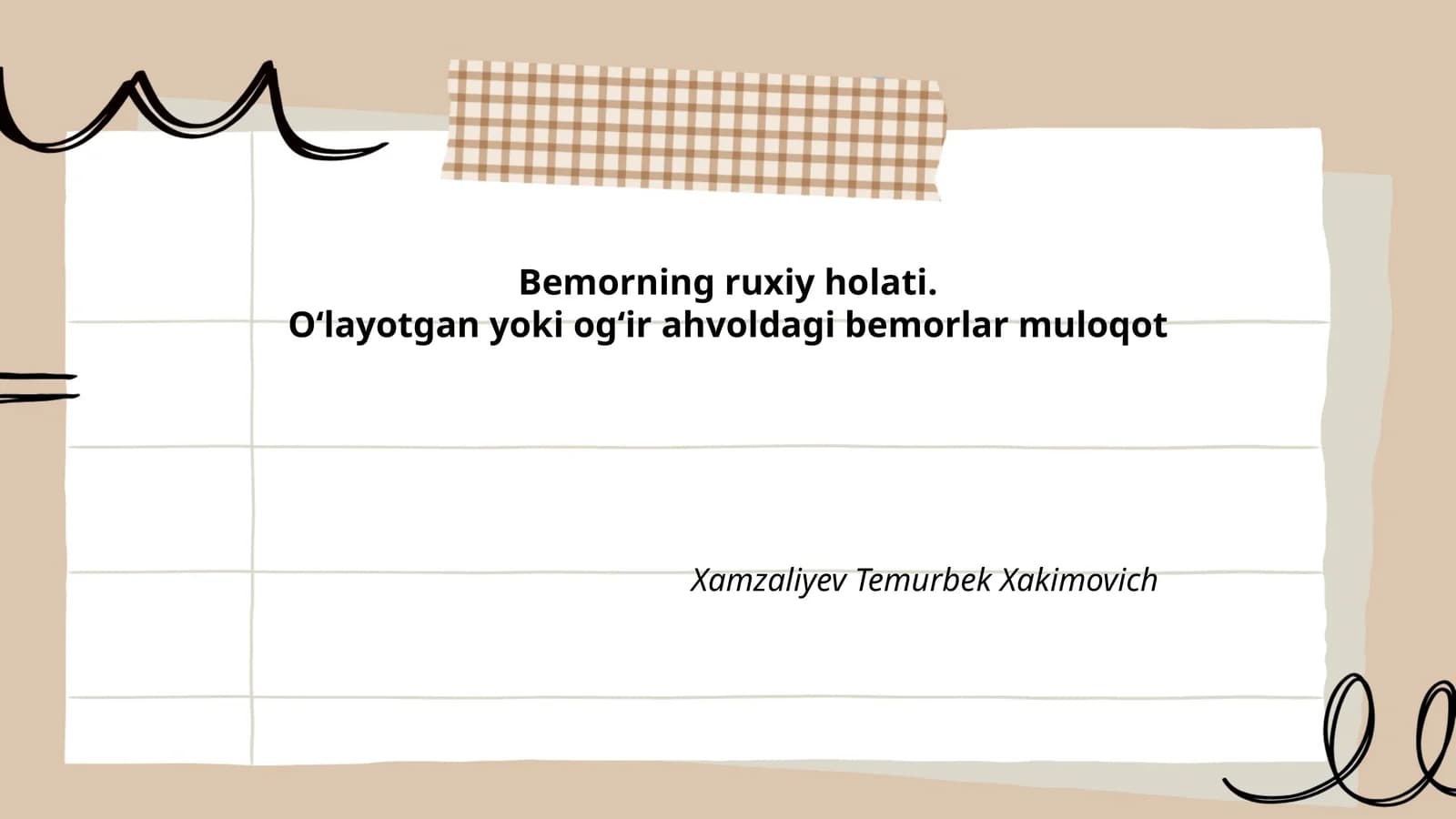 Bemorning ruxiy holati