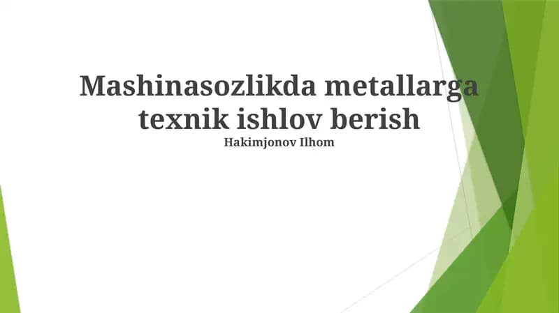 Metallarga Texnik Ishlov Berish