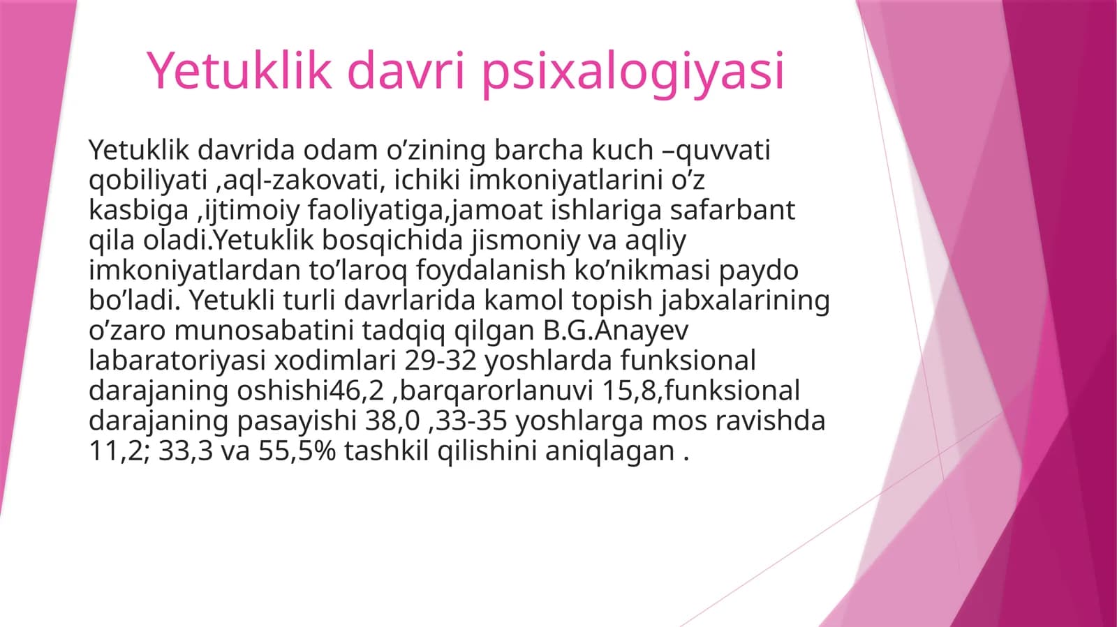 Yetuklik davri psixalogiyasi
