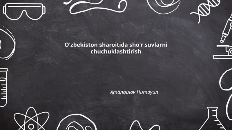 O'zbekiston sharoitida sho'r suvlarni chuchuklashtirish