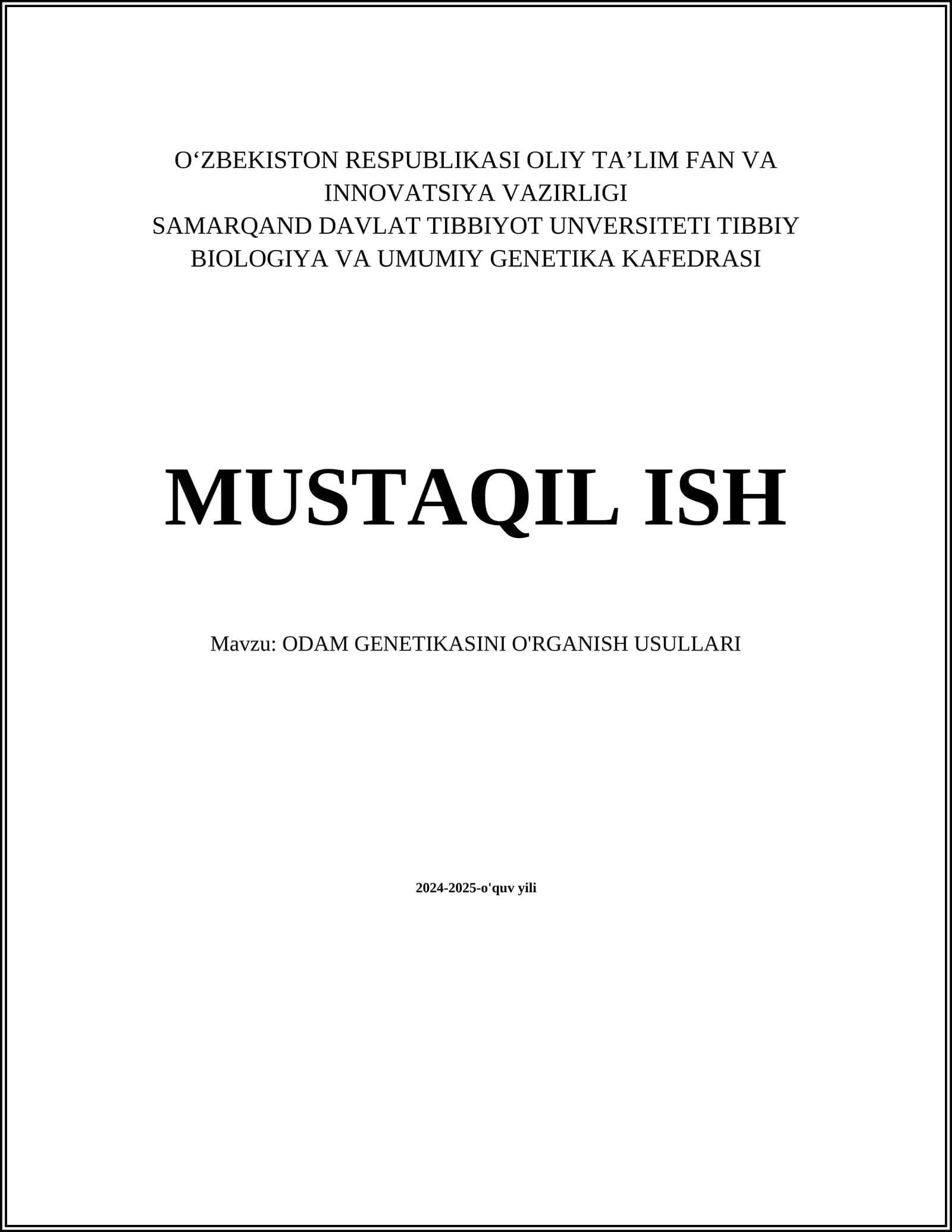 ODAM GENETIKASINI O'RGANISH USULLARI