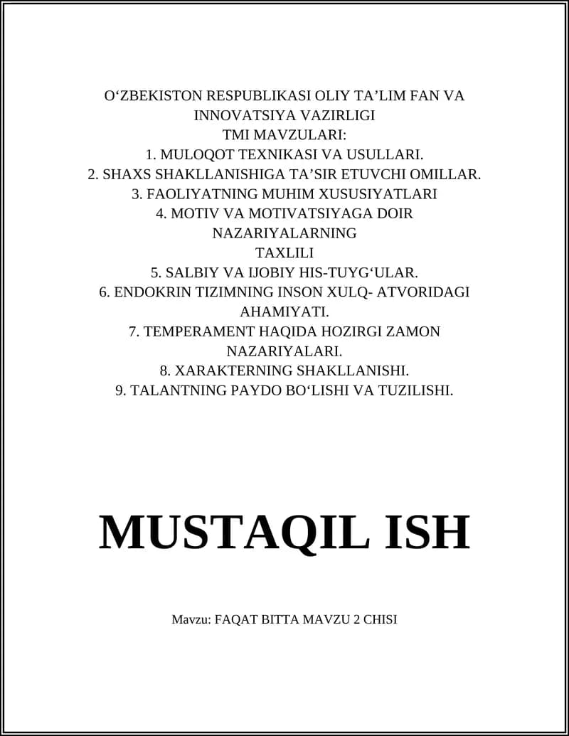 FAQAT BITTA MAVZU 2 CHISI