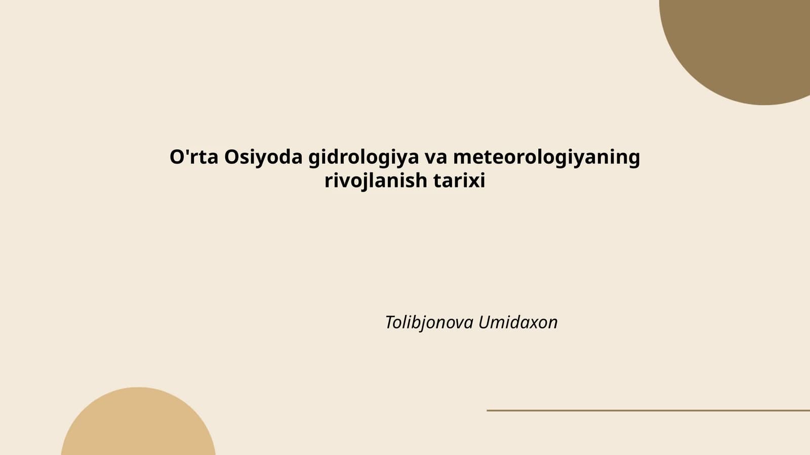 O'rta Osiyoda gidrologiya va meteorologiyaning rivojlanish tarixi