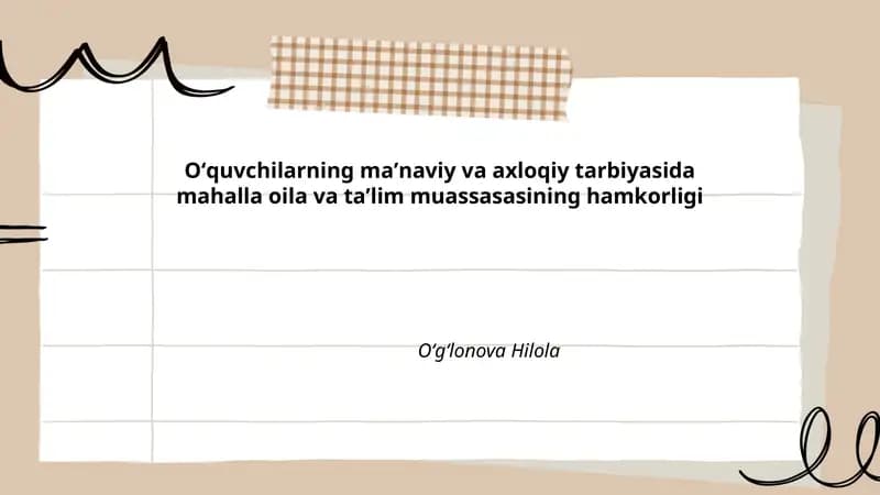 Mahalla, oila va taʼlim muassasasining hamkorligi