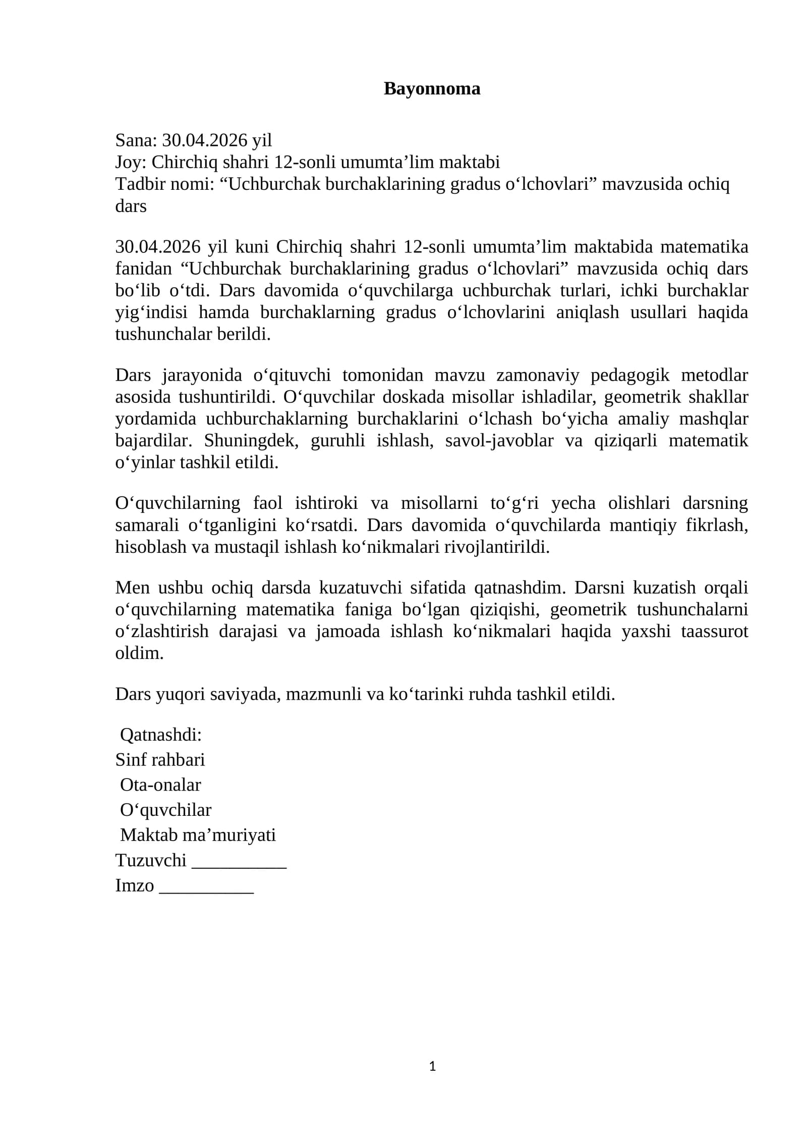 Uchburchak burchaklarining gradus oʻlchovlari
