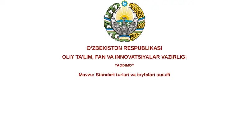 Standart turlar va toifalarning ta'rifi