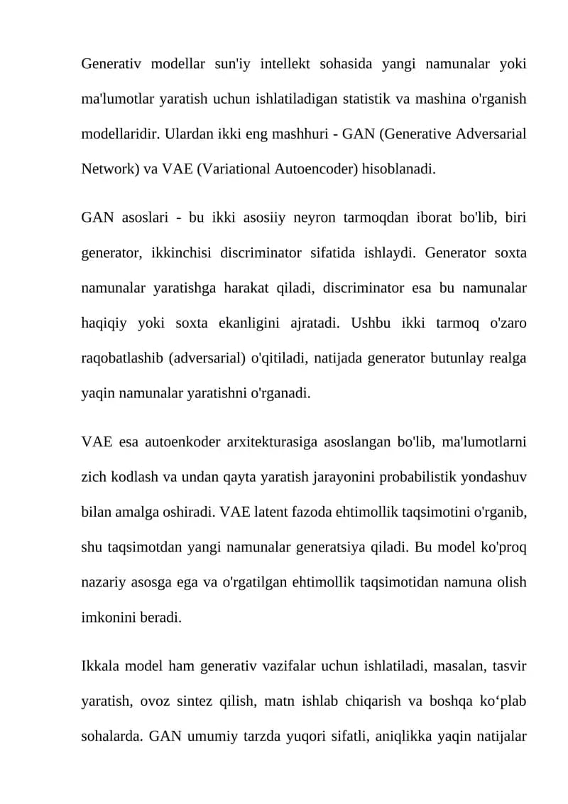Generativ modellar