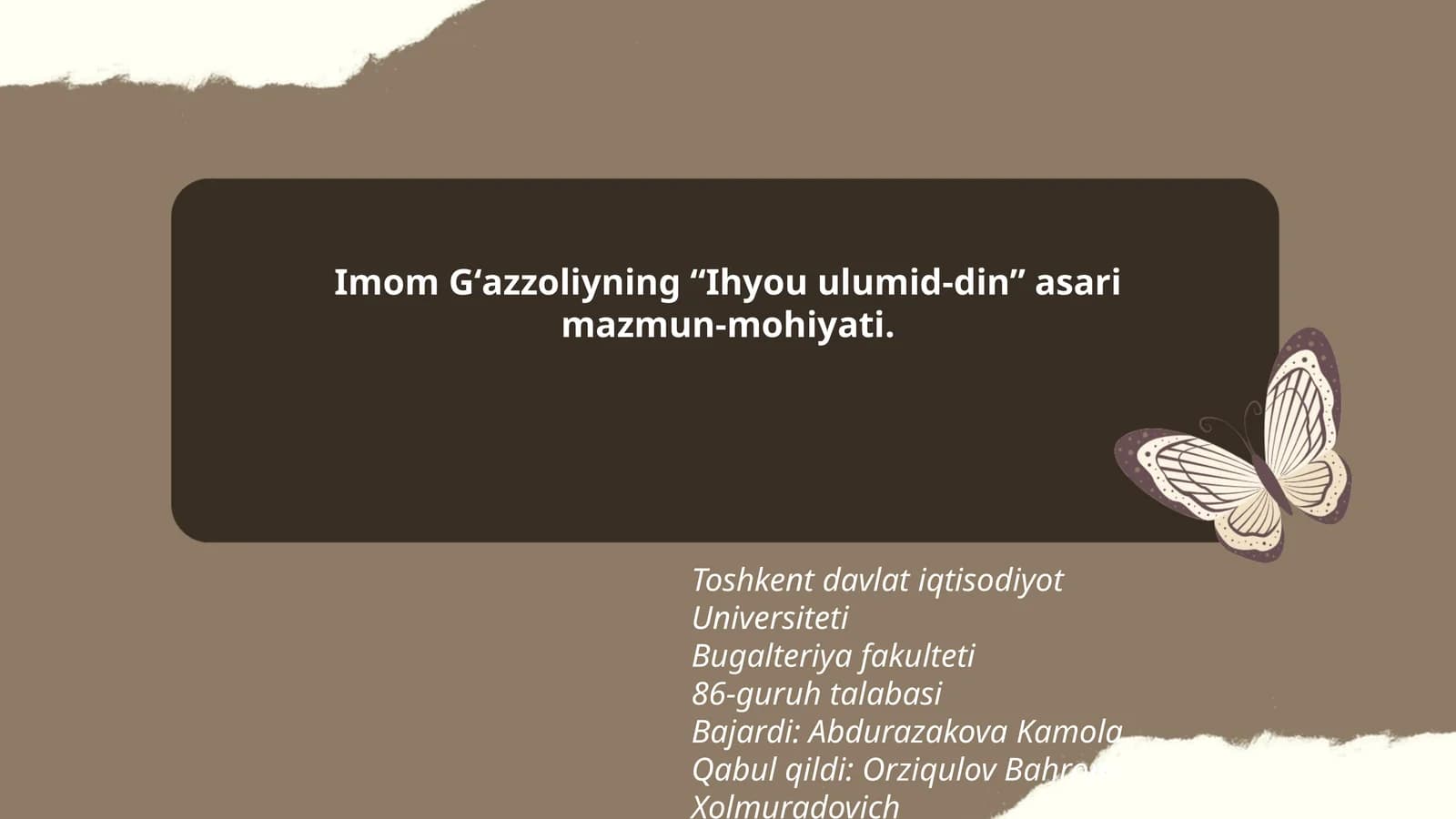 Imom Gʻazzoliyning “Ihyou ulumid-din” asari mazmun-mohiyati