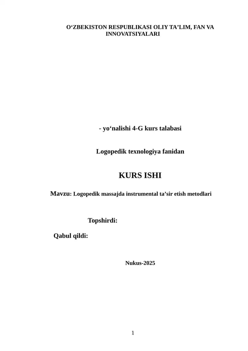 Logopedik massajda instrumental taʼsir etish metodlari