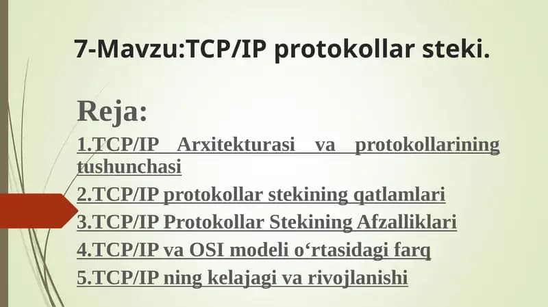 TCP/IP protokollar steki