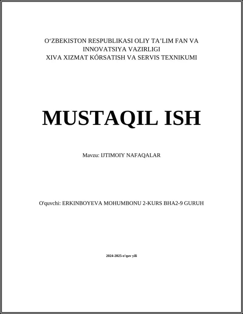 IJTIMOIY NAFAQALAR