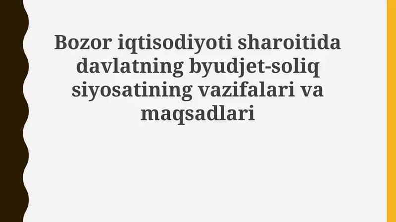 Davlat fiskal siyosati va iqtisodiyot