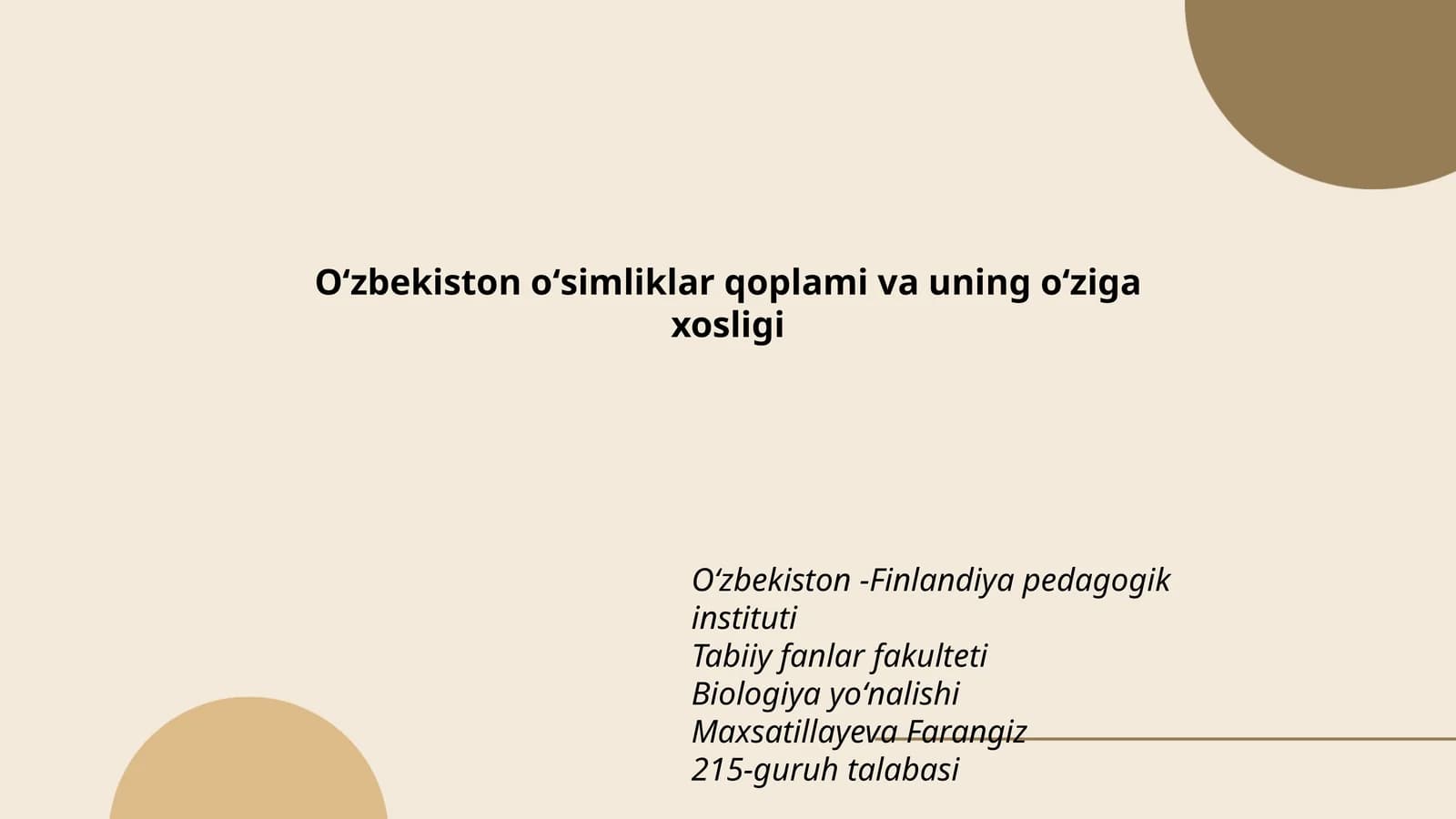 Oʻzbekiston oʻsimliklar qoplami va uning oʻziga xosligi