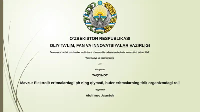 Elektrolit eritmalarda ph ning qiymati