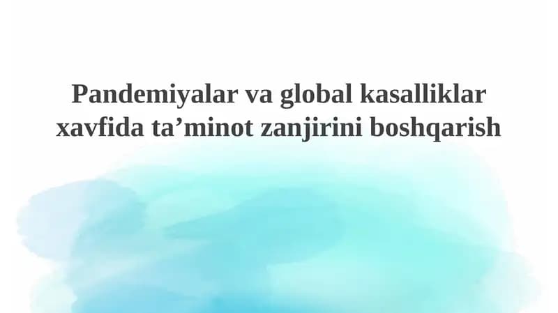Ta'minot zanjiri buzilishi va talabning o'zgarishi