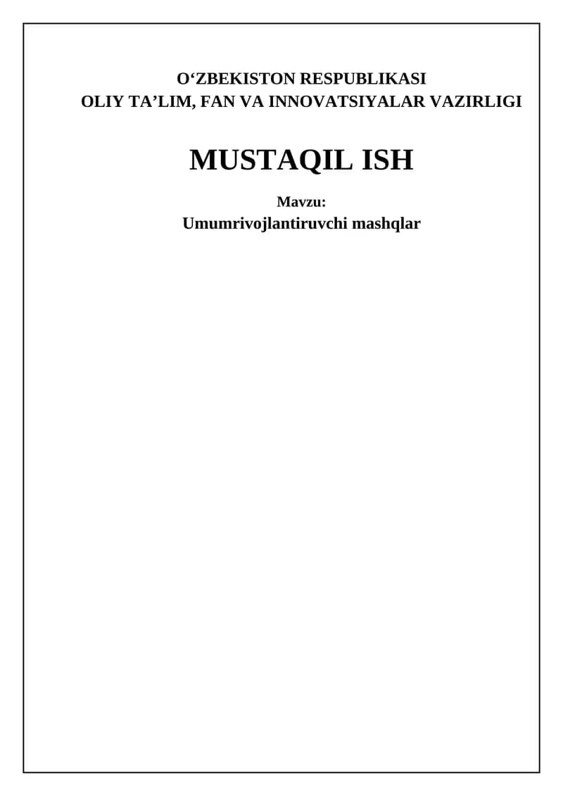 Umumiy rivojlanish mashqlari