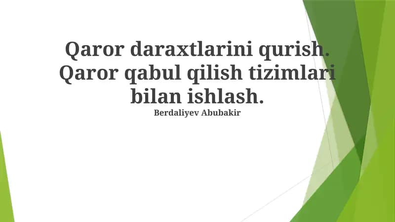 Qaror Daraxtlarini Qurish Algoritmlari