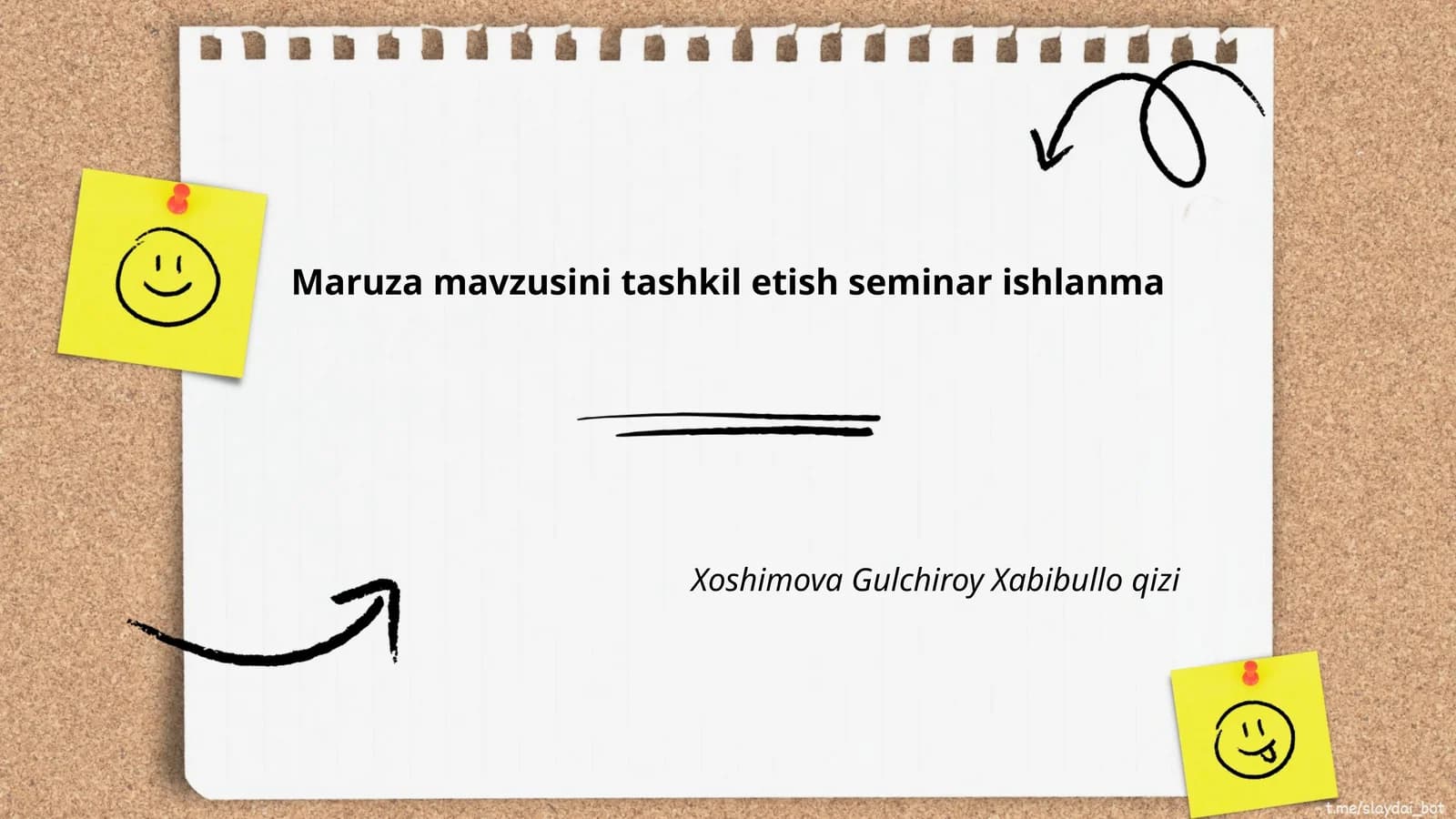 Maruza mavzusini tashkil etish seminar ishlanma