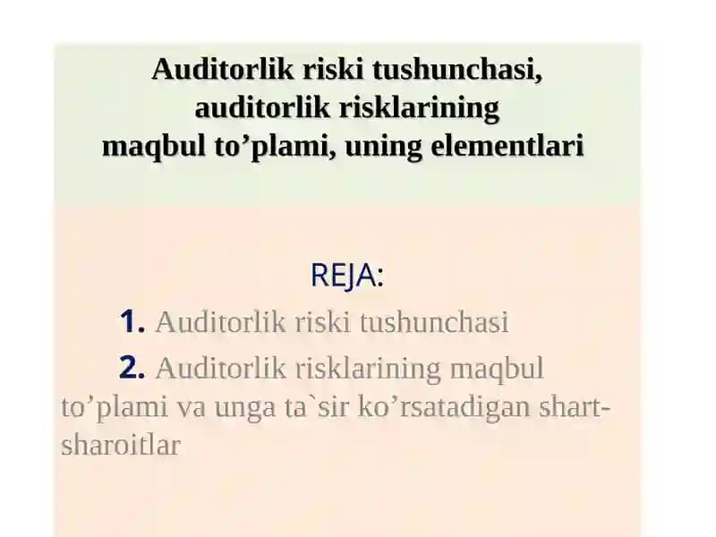 Auditorlik riski tushunchasi